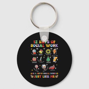 Groovy 12 Days Of Social Work Christmas School Soc Keychain