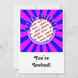 Groovy 1970's Retro Birthday  Photo Frame Invitation