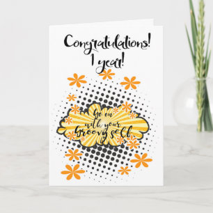 Groovy 1 year clean 12 step anniversary Card