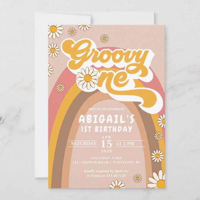 Groovy 1st Birthday Invitation (Front)