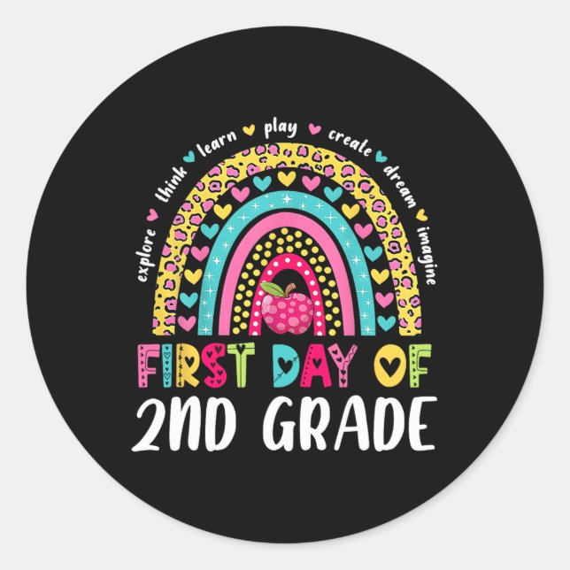Groovy 2nd Grade Back To School First Day Of Secon Classic Round Sticker (Front)