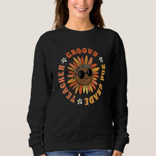 Groovy 2nd Grade Teacher Sunflower 60s & 70s Retro Sweatshirt