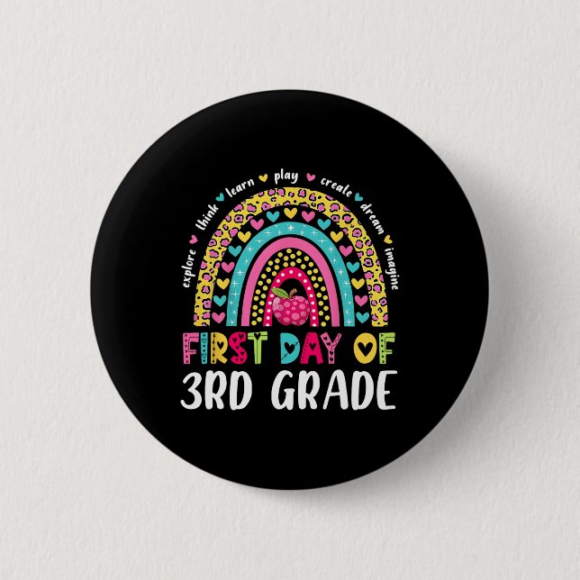 Groovy 3rd Grade Back To School First Day Of Third 2 Inch Round Button (Front)
