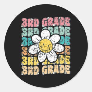 Groovy 3rd Grade Back To School First Day Of Third Classic Round Sticker