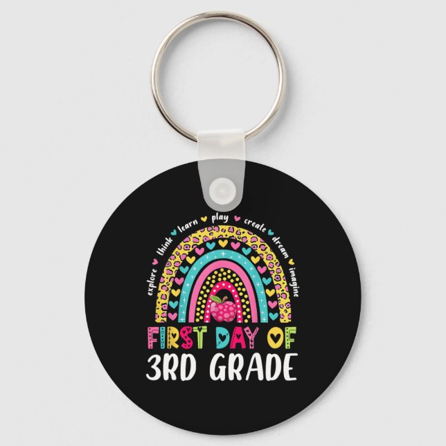 Groovy 3rd Grade Back To School First Day Of Third Keychain (Front)