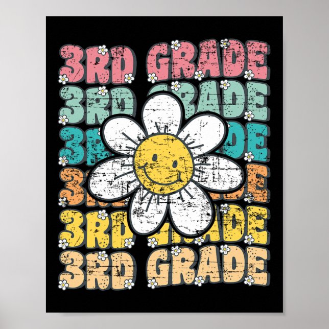 Groovy 3rd Grade Back To School First Day Of Third Poster (Front)