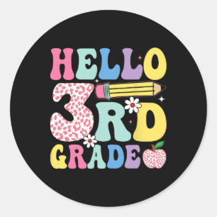 Groovy 3rd Grade Back To School Pink Leopard 2025  Classic Round Sticker