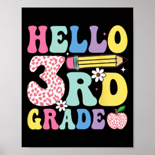 Groovy 3rd Grade Back To School Pink Leopard 2025 Poster