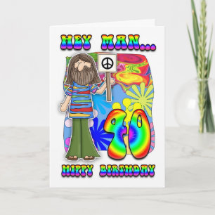 Groovy 40th Birthday - Hippy Birthday Card