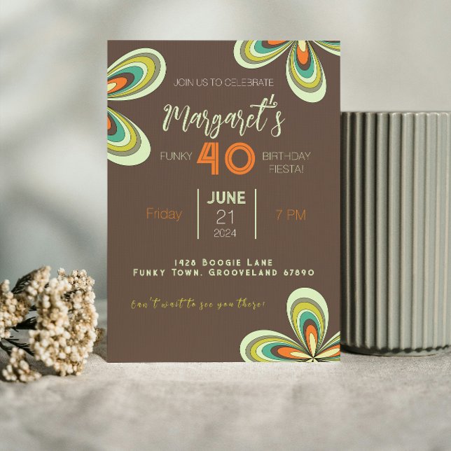 Groovy 40th Birthday Party 70s Hippie Flower  Invitation (Creator Uploaded)