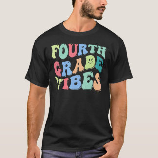 Groovy 4th Fourth Grade Vibes Back To School Teach T-Shirt