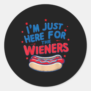 Groovy 4th Of July Hot- Dog I’m Just Here For The Classic Round Sticker
