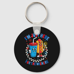 Groovy 4th Of July Hot- Dog I’m Just Here For The Keychain