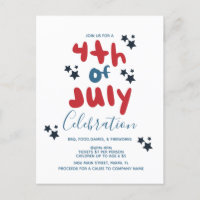Groovy 4th of July Stars BBQ Flyer Invitation 