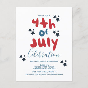 Groovy 4th of July Stars BBQ Flyer Invitation Postcard
