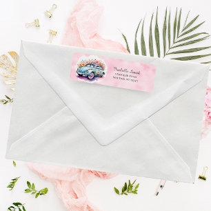 Groovy 60’s Bug Car With Daisies Return Address