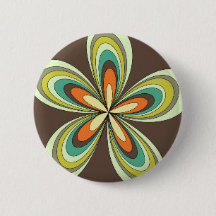 Groovy 60s 70s Hippie Flower Brown Retro Daisy  2 Inch Round Button