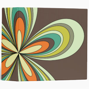 Groovy 60s 70s Hippie Flower Brown Retro Daisy Binder