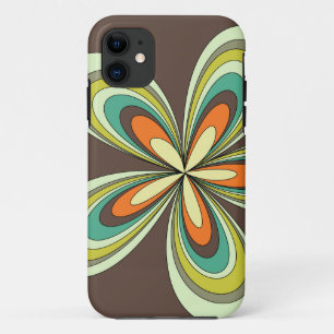 Groovy 60s 70s Hippie Flower Brown Retro Daisy  iPhone 11 Case