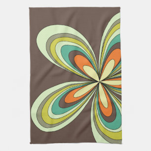 Groovy 60s 70s Hippie Flower Brown Retro Daisy Kitchen Towel