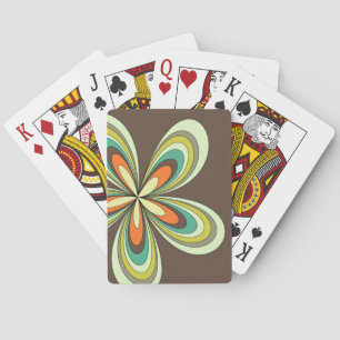 Groovy 60s 70s Hippie Flower Brown Retro Daisy Playing Cards