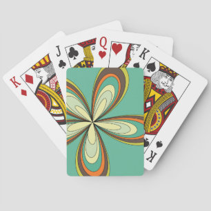 Groovy 60s 70s Hippie Flower Turquoise Retro Daisy Playing Cards