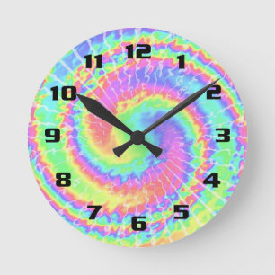 Groovy 60'S Inspired kaleidoscope Round Clock