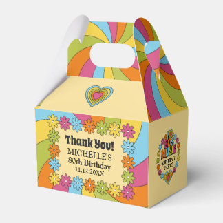 Groovy 60s Music Lovers 80th Birthday Party Favor Box