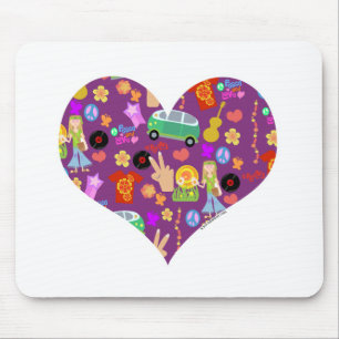 Groovy 60s Purple Love Mouse Pad