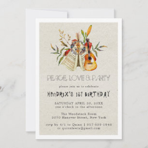 Groovy 60s Themed Birthday Party Boho Invitation
