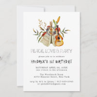 Groovy 60s Themed Birthday Party Boho Invitation
