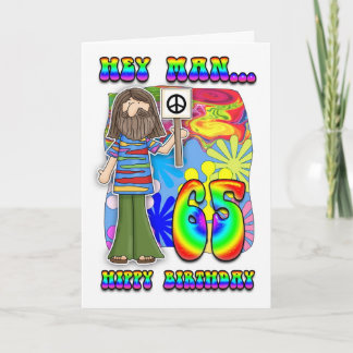 Groovy 65th Birthday - Hippy Birthday Card