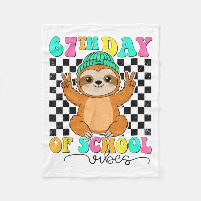 Groovy 67 Days Of School Funny 67 Students Peace S Fleece Blanket (Front)