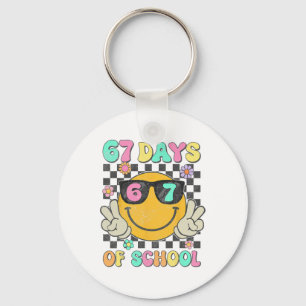 Groovy 67 Days Of School Shirts Teacher Kids 67 Da Keychain