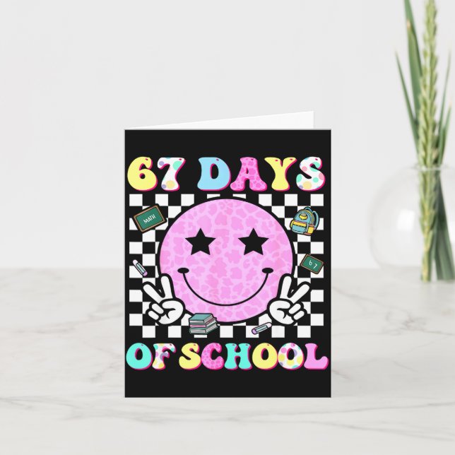 Groovy 67 Days Of School Smile Face Teacher Kids W Card (Front)