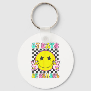 Groovy 67 Days Of School Smile Face Teacher Kids W Keychain