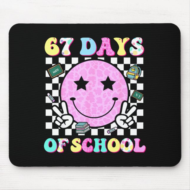 Groovy 67 Days Of School Smile Face Teacher Kids W Mouse Pad (Front)