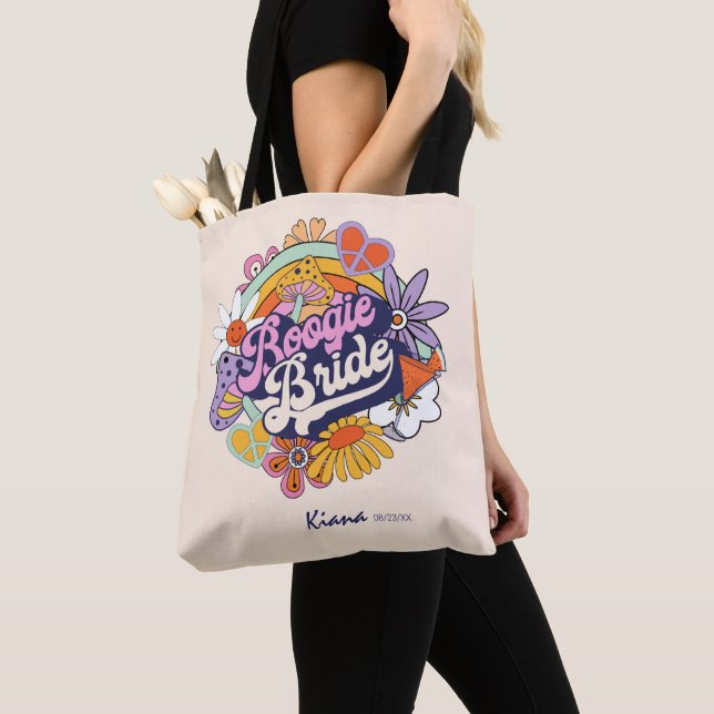 Groovy 70s Bachelorette Boogie Bride ID929 Tote Bag (Close Up)