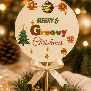Groovy 70s Christmas Party  Classic Round Sticker