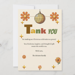 Groovy 70s Christmas Party Thank You Card