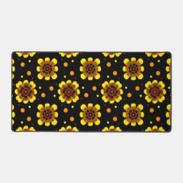 Groovy 70s Daisy Flower Power Pattern Desk Mat