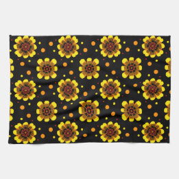 Groovy 70s Daisy Flower Power Pattern Kitchen Towel