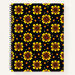 Groovy 70s Daisy Flower Power Pattern Notebook