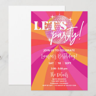 Groovy 70s Disco Birthday Party Invitation, SARA Invitation