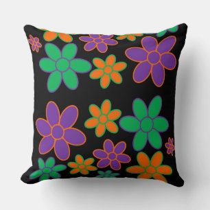 Groovy 70s Flower Design Pillow