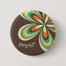 Groovy 70s Hippie Flower Brown Retro Daisy Name