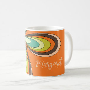 Groovy 70s Hippie Flower Orange Retro Daisy Name Coffee Mug