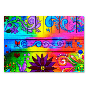 groovy 70's hippie table card