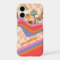Groovy 70s Mushroom Flower Personalized Peach