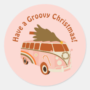 Groovy 70s Retro  Classic Round Sticker